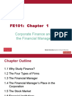 FE101: Chapter 1: Corporate Finance and The Financial Manager