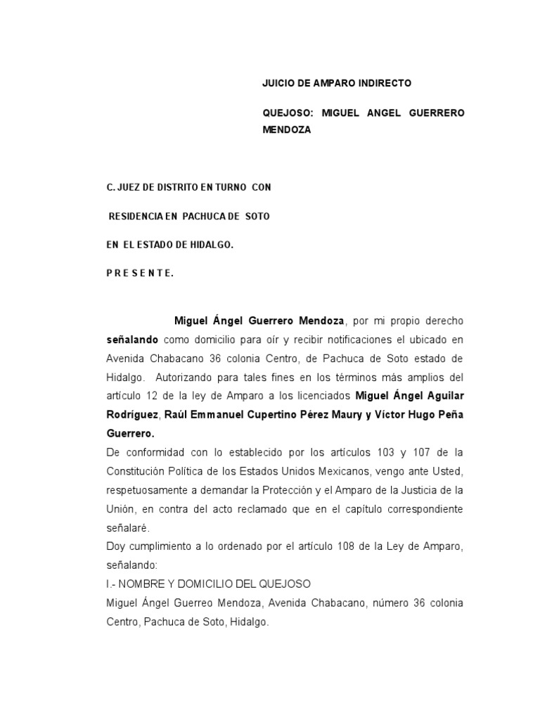 Amparo Indirecto de Miguel Ángel Guerrero | PDF | Violación | Derecho ...