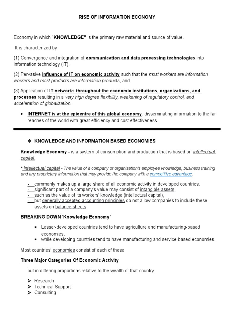 Rise of Information Economy - Knowledge and Information Based Economies ...