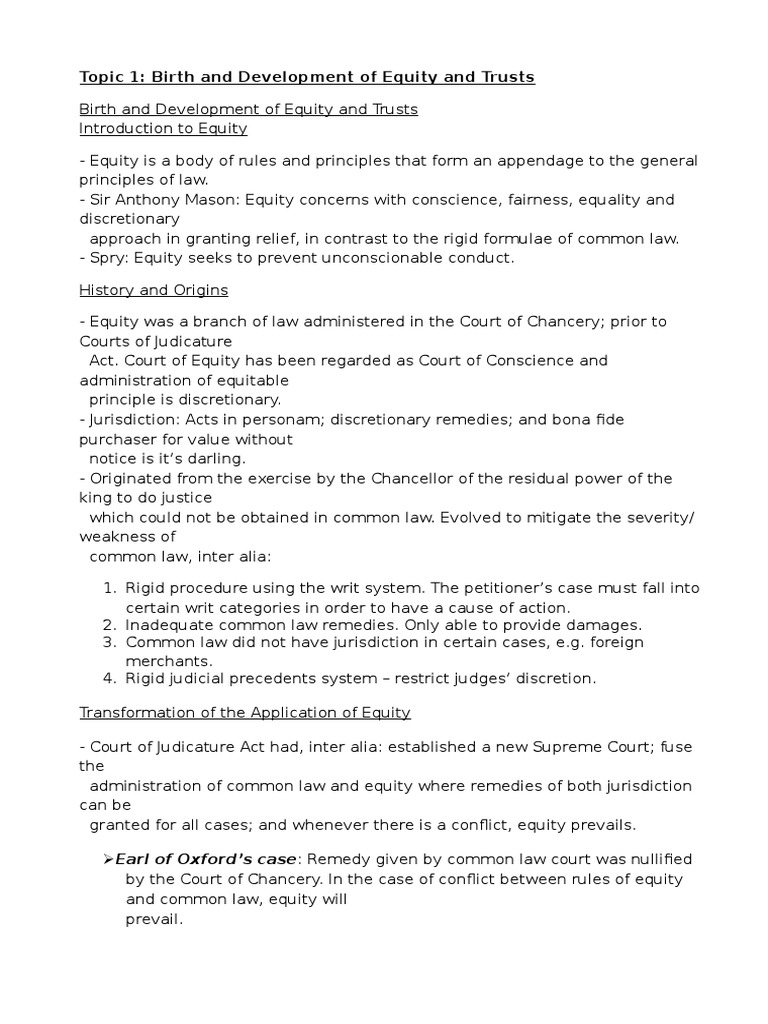 Equity Principles and Legal Remedies | PDF | Equity (Law) | Laches (Equity)