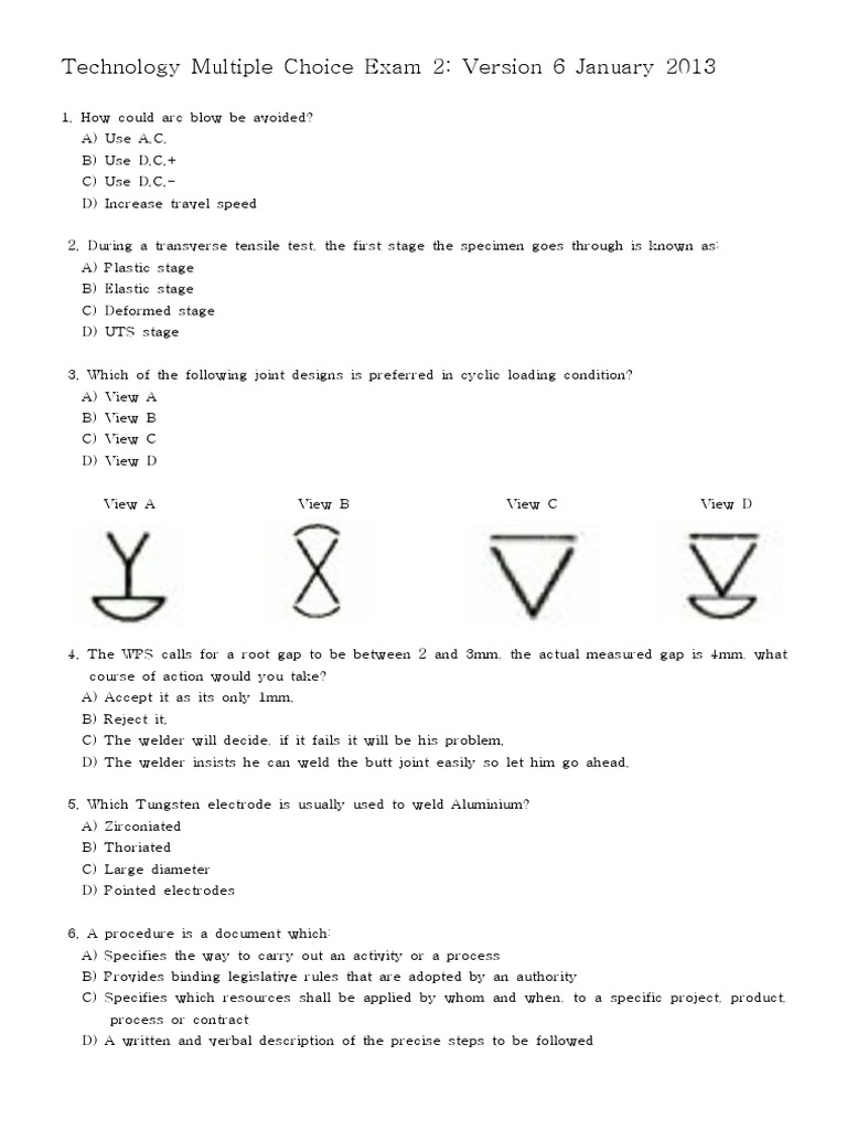 Technology Multiple Choice Exam Få Fò HWP PDF Welding Construction