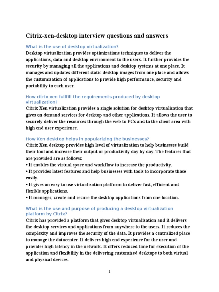 Citrix-xen-Desktop Interview Questions and Answers | PDF | Desktop ...
