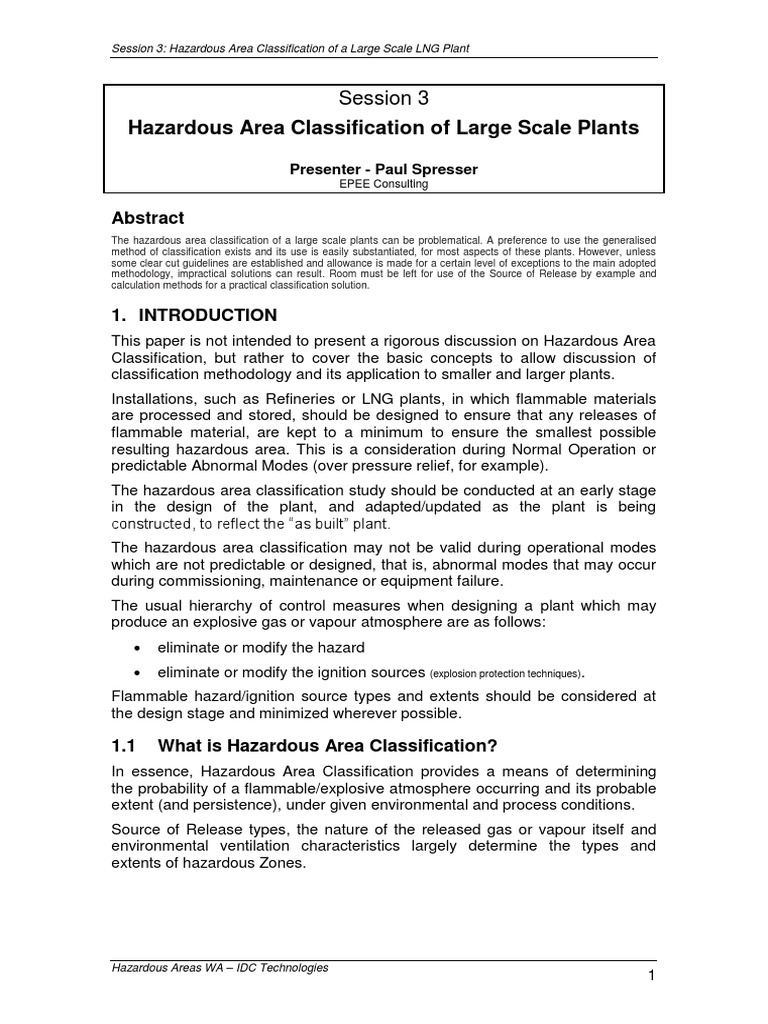 Hazardous Area Classification for LNG Plants | PDF | Flammability ...