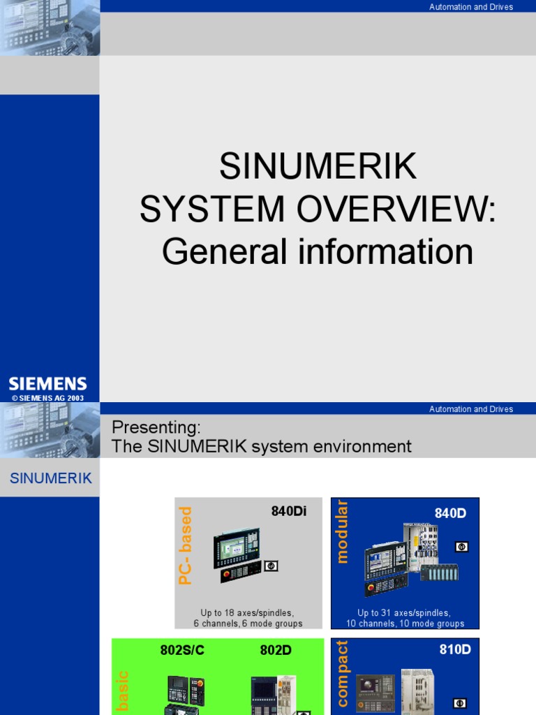Sinumerik System Overview: General Information | PDF | Electric Motor ...