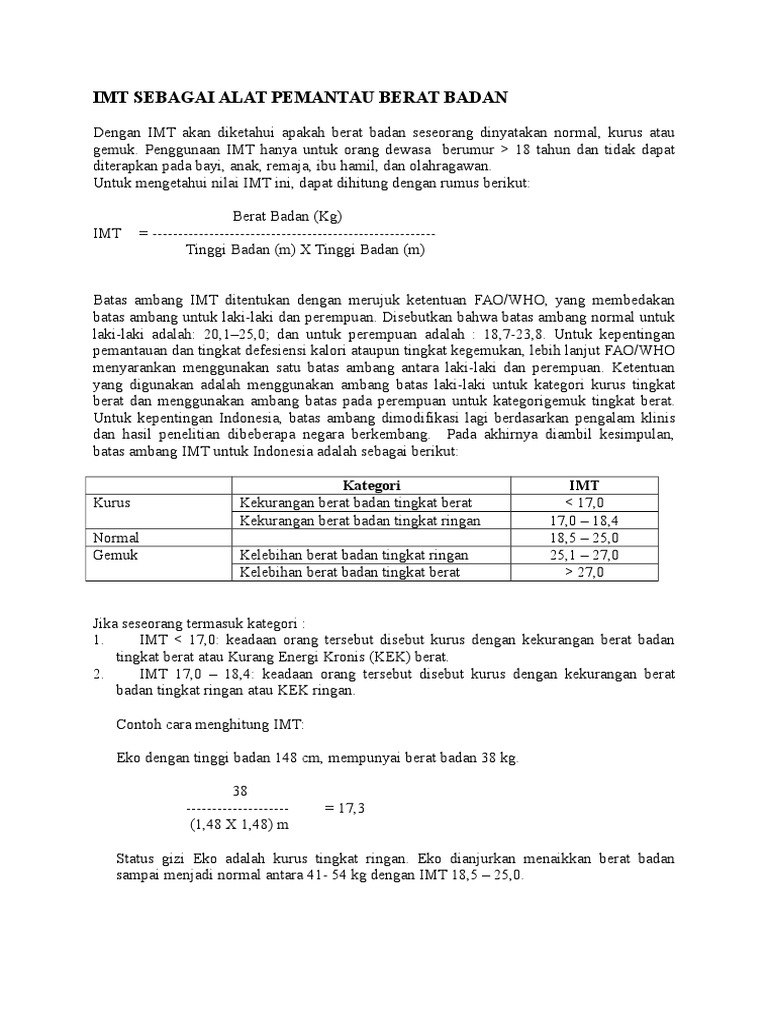 Cara Menghitung IMT | PDF