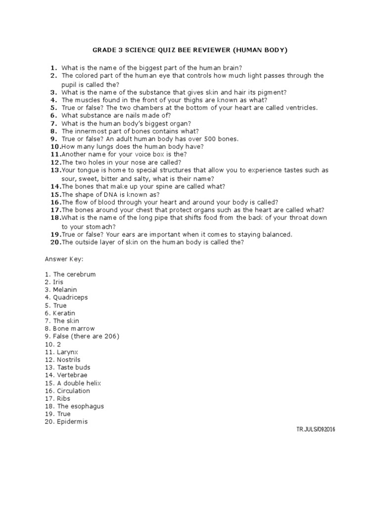 Brilliant science quiz questions picture