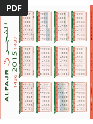 Year 2015 - Islamic Calendar 1436-1437 | PDF