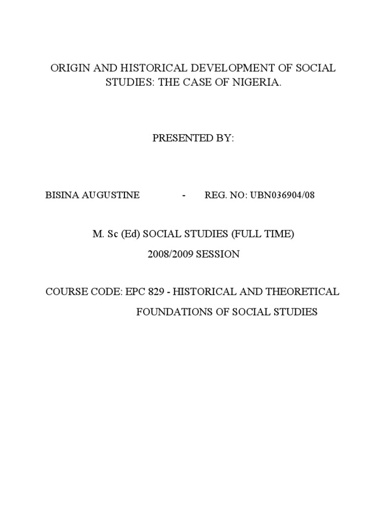 History of Social Studies in Nigeria | PDF | Nigeria | Curriculum