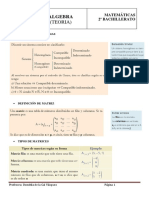 Teoría de matrices y sistemas de ecuaciones 2oBachillerato