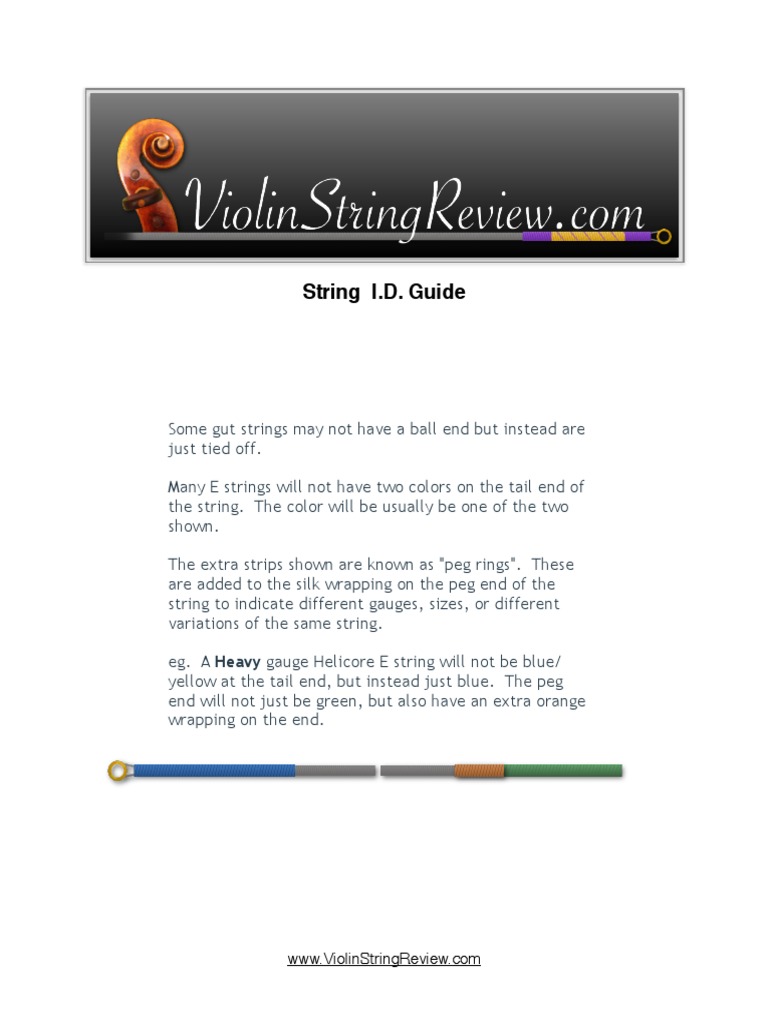 Violin String Color Code Guide | PDF | Violin | Chordophones