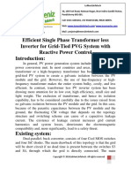 Efficient Single Phase Transformerless Inverter for Grid-Tied PVG System With Reactive Power Control