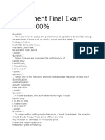 Investment Final Exam Score 100% - Assignments