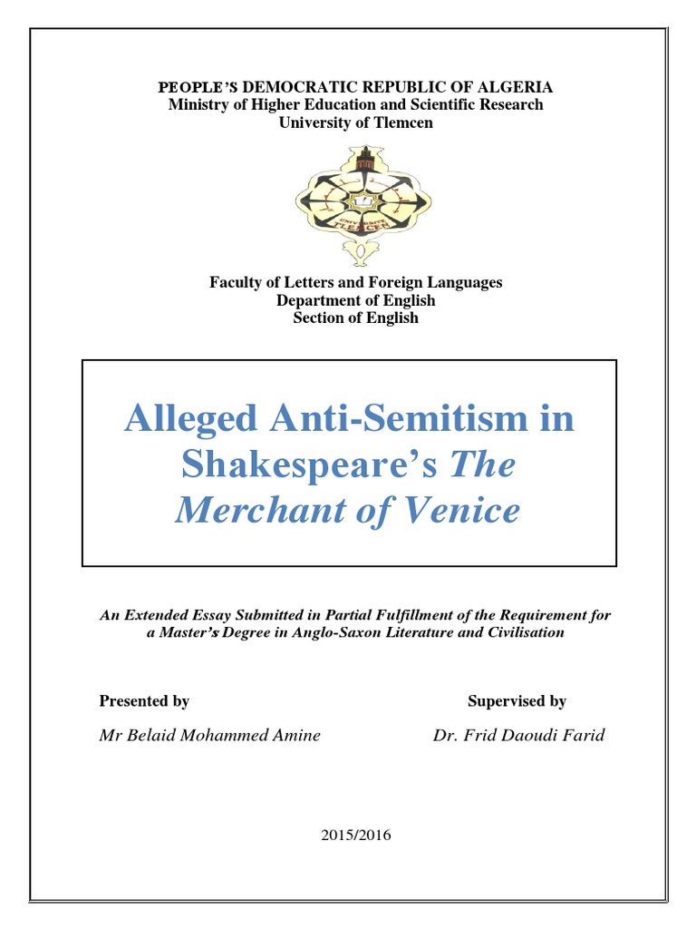 Реферат: Merchant Of Venice Shylock Study Essay Research