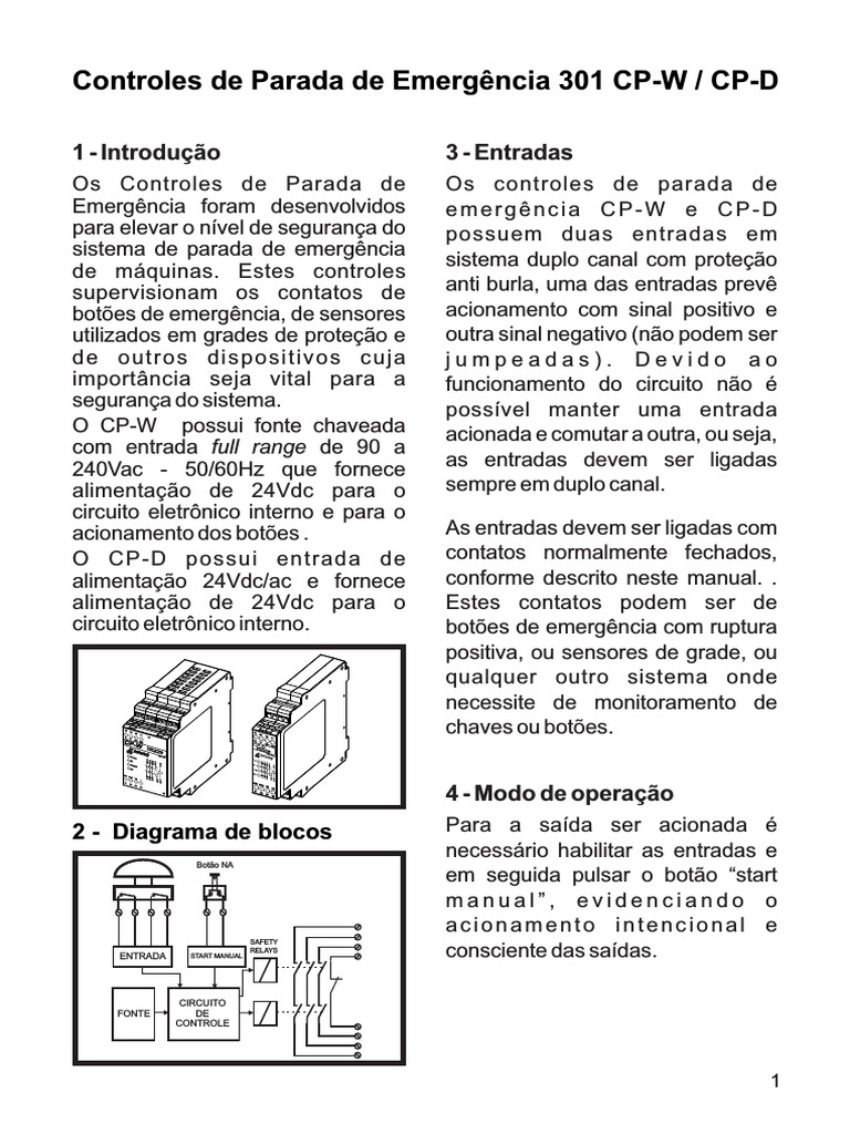Controle de Parada Emergência CP-D/CP-W | PDF | Rede elétrica ...