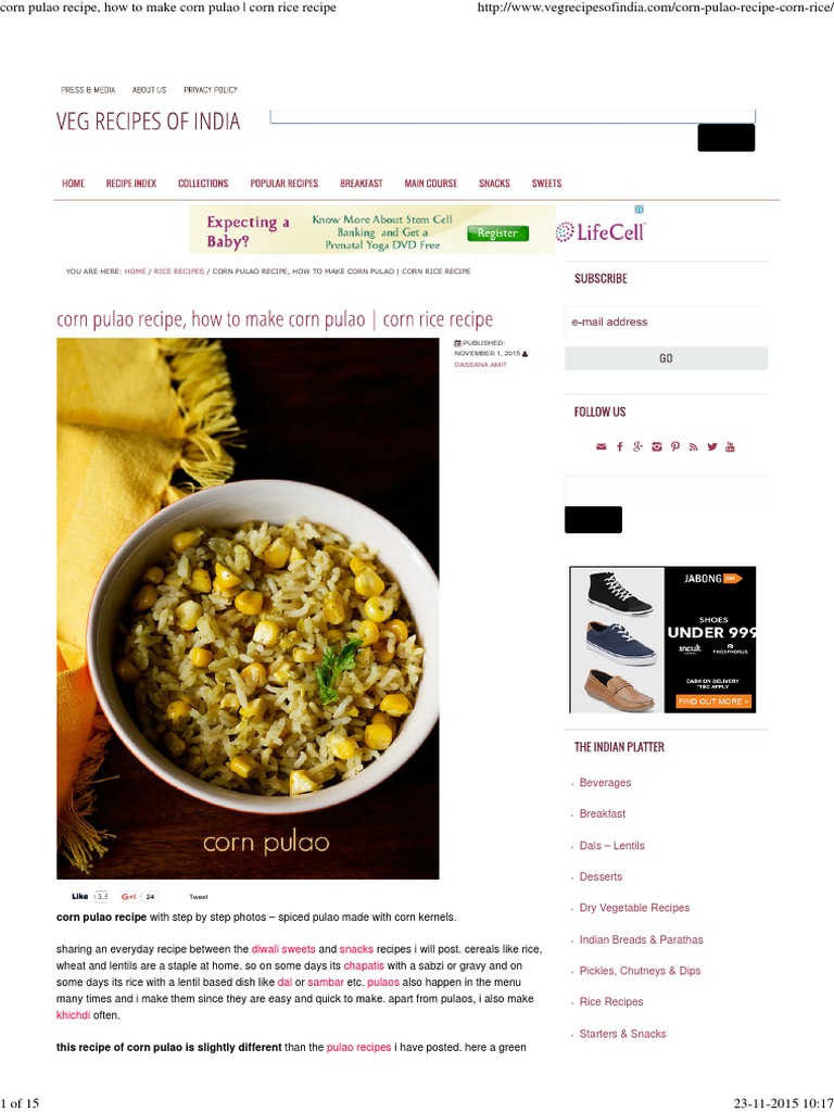 StepbyStep Corn Pulao Recipe A Detailed Method for Making Spiced