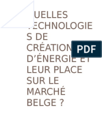 Place Des Technologies de Création d'Energie en Belgique