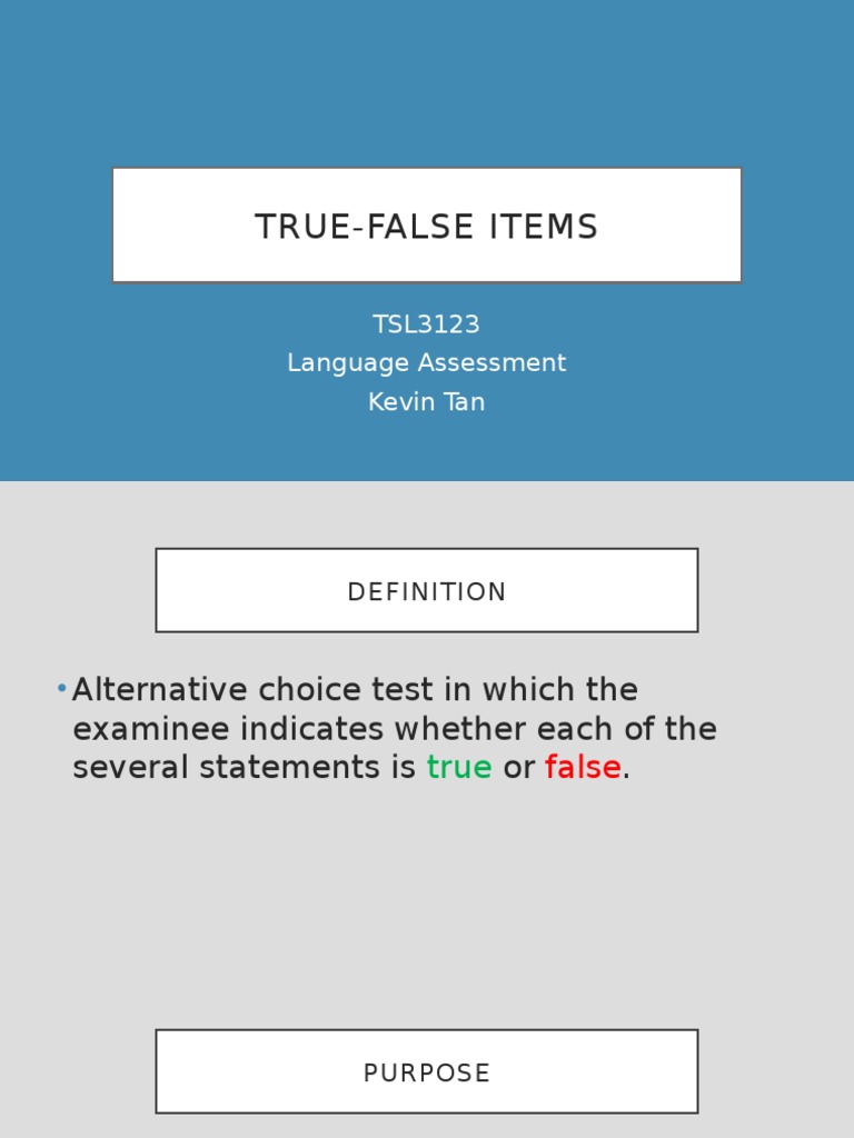 True-False Test Assessment Guide | PDF
