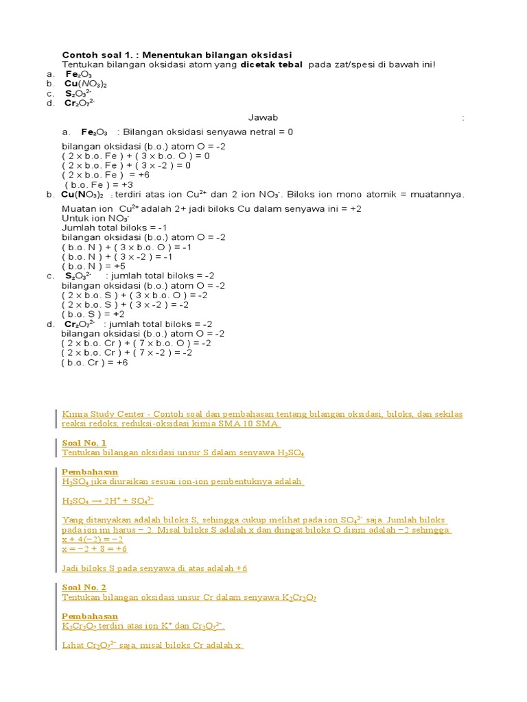 Unsur Mn Yang Mempunyai Biloks Sama Dengan Biloks Cr Dalam