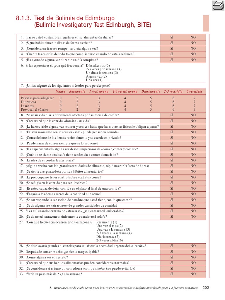BITE (Bulimic Investigatory Test Edinburgh).pdf | Bulimia Nervosa | Foods