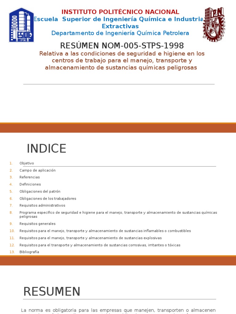 Resumen de NOM-005-STPS-1998 | PDF | Material explosivo | Descarga ...
