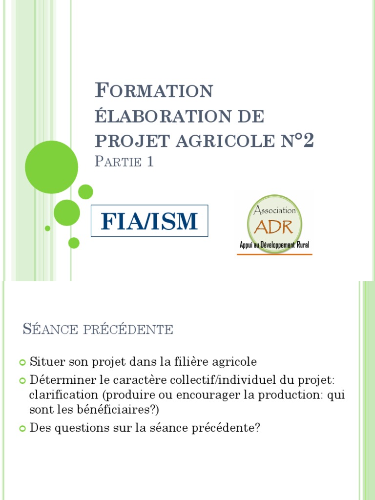 presentation d'un projet agricole pdf