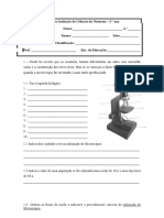 Teste de Ciencias Microscopio e Celula