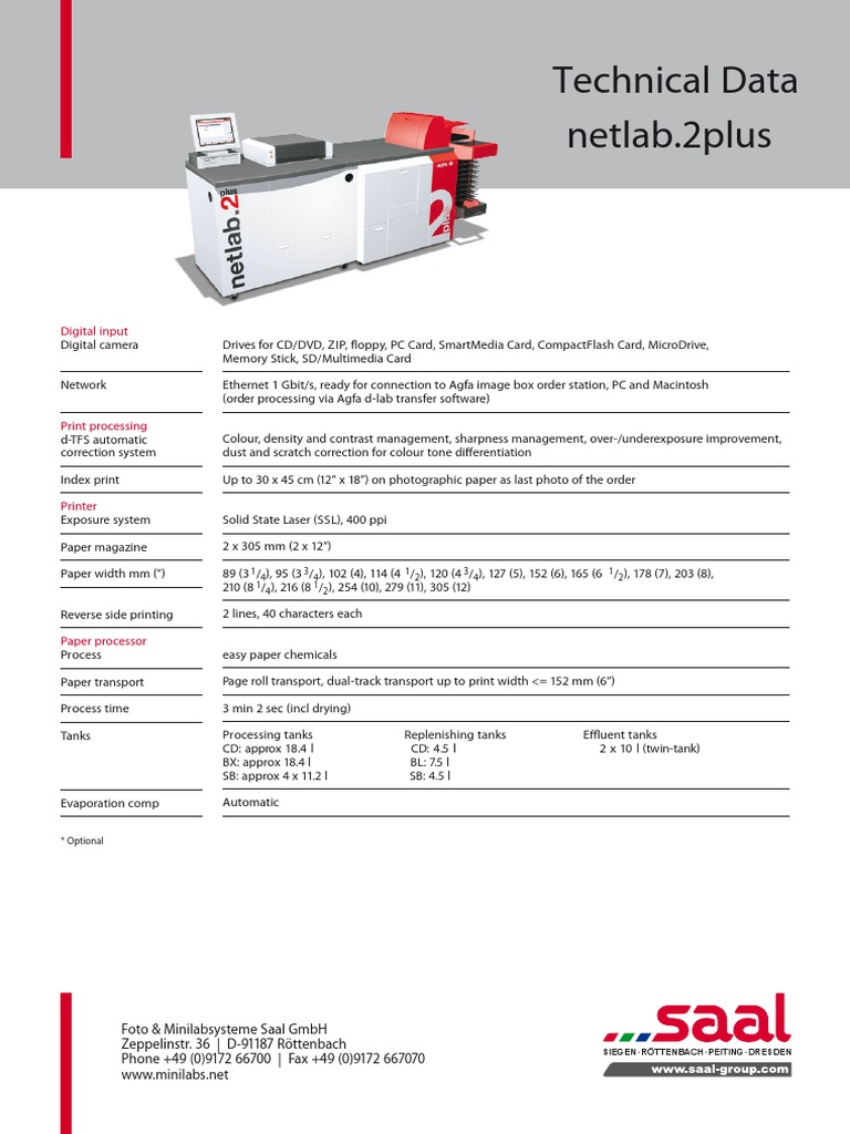 Photo Lab Equipment Specs | PDF