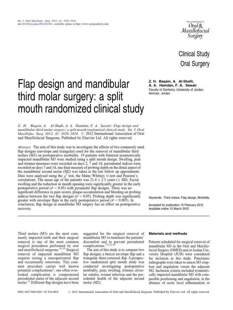 Flap Design and Mandibularthird Molar Surgery A Splitmouth Randomized ...