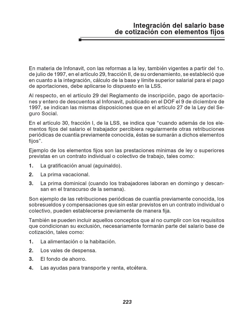 IMSS Integración Salario Base de Cotización Con Elemento Fijos Marzo ...