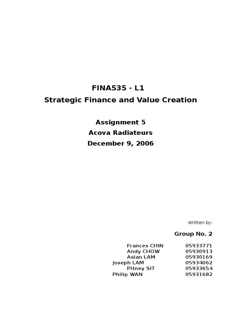 Acova Radiateurs V6 Doc Leveraged Buyout Beta Finance