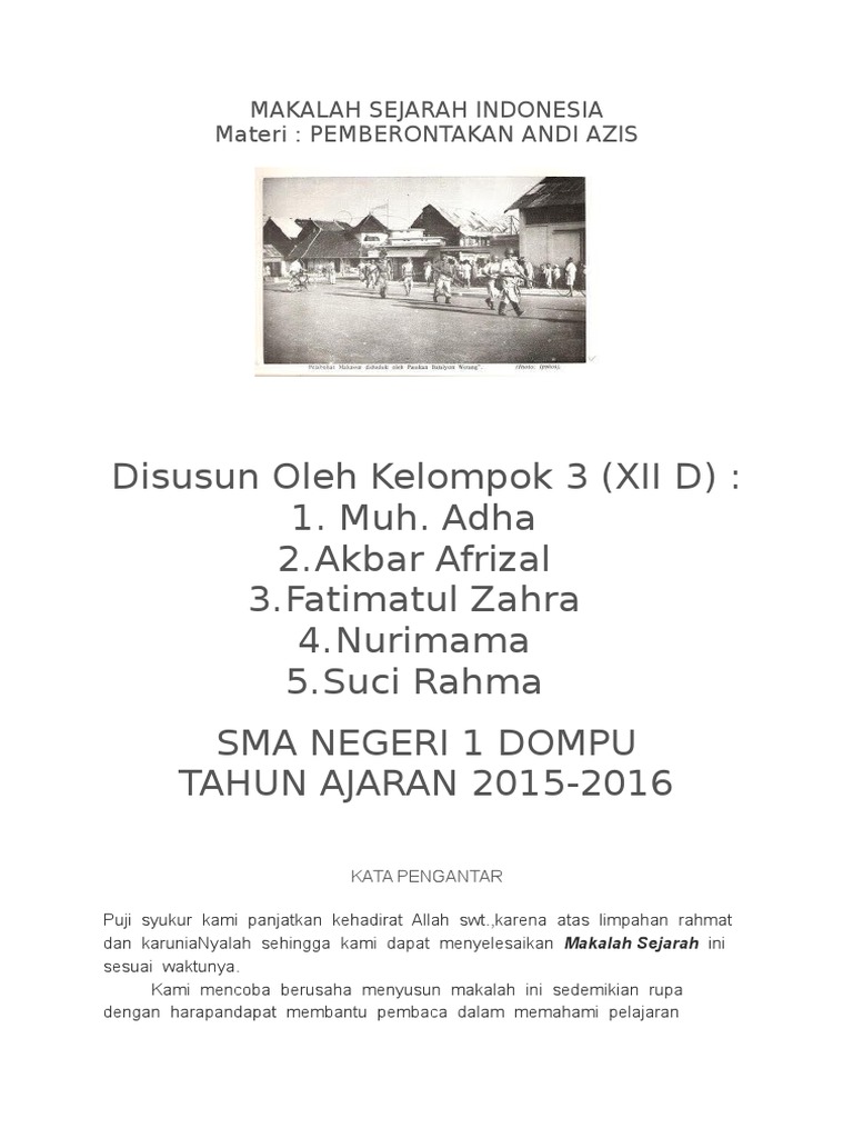 Pemberontakan Andi Azis Yang Muncul Di Sulawesi Selatan Disebabkan Oleh