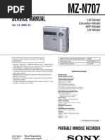 Sony MZ-N707 Service Manual