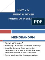 Unit - Iv Memo & Other Forms of Messages