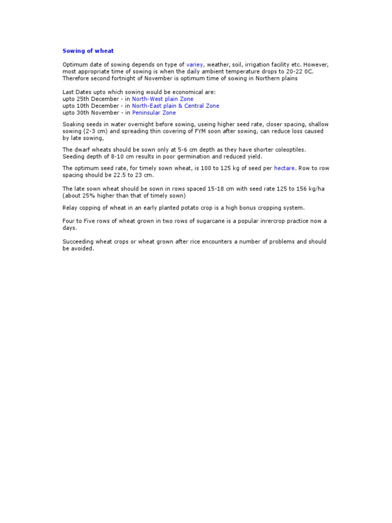 Sowing Of Wheat Pdf