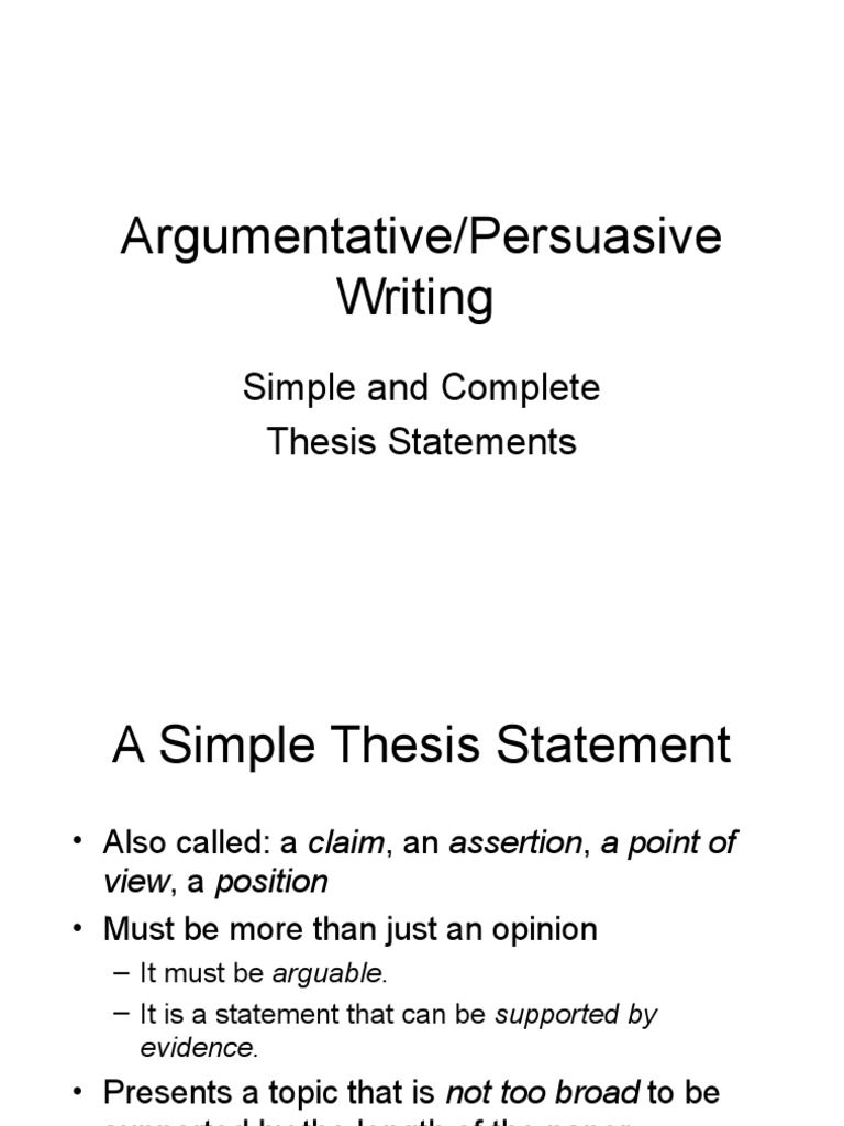 Thesis Statement Writing Guide | PDF