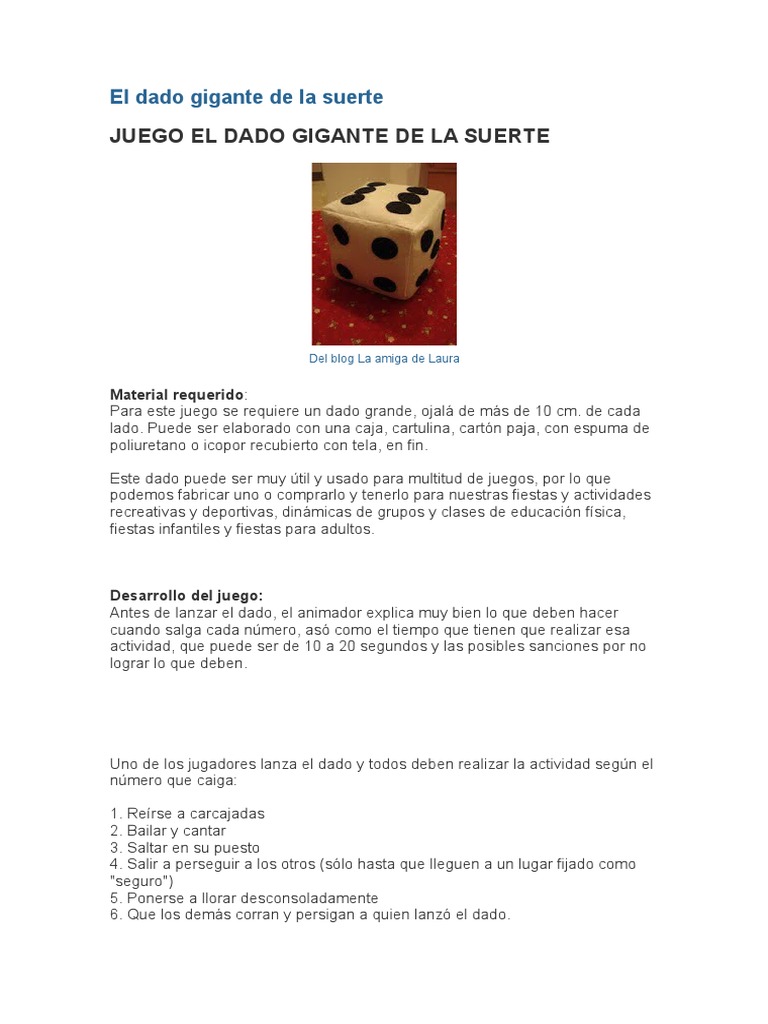 El Dado Gigante De La Suerte