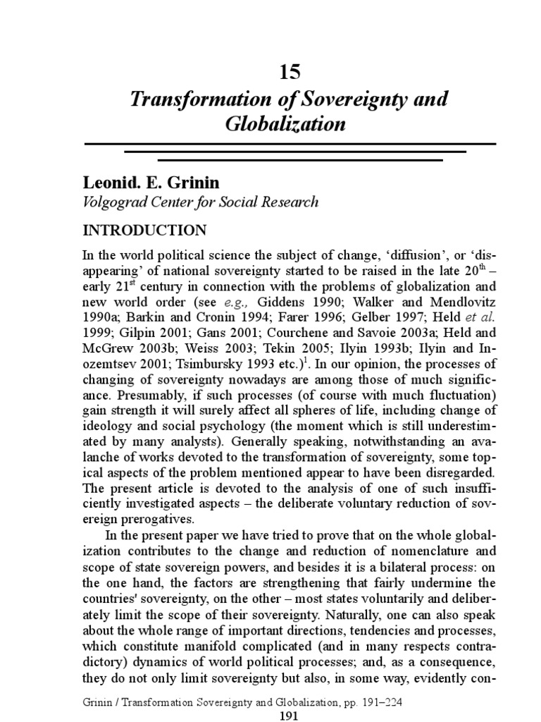 Transformation of Sovereignty and Globalization | PDF | Sovereignty ...