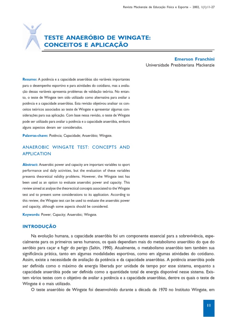 Teste Anaeróbio de Wingate: Análise e Aplicação | PDF | Oxigênio ...