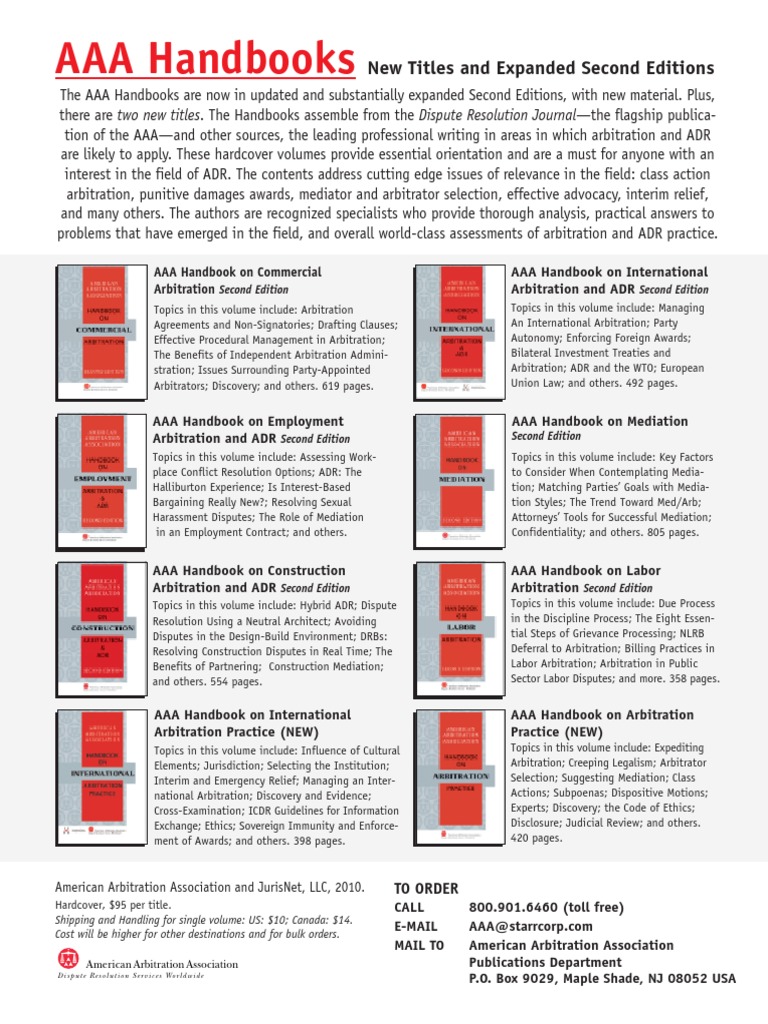 AAA Handbook Ad PDF Alternative Dispute Resolution Mediation