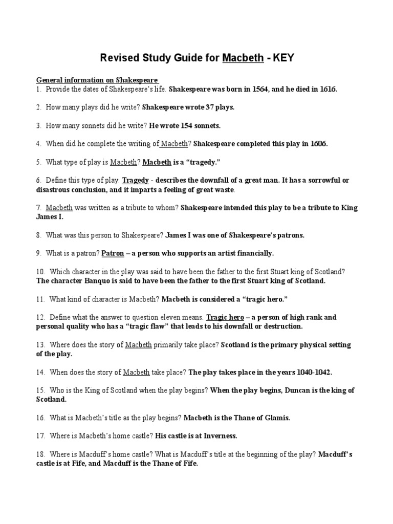 Macbeth Study Guide: Key Insights | PDF | Macbeth | Shakespearean Tragedies