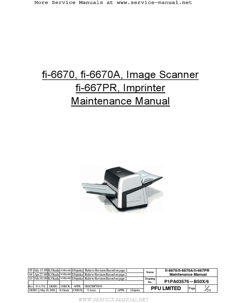 FUJITSU Fi6670 Fi6670a Scanner fi667PR Imprinter Service PDF PDF