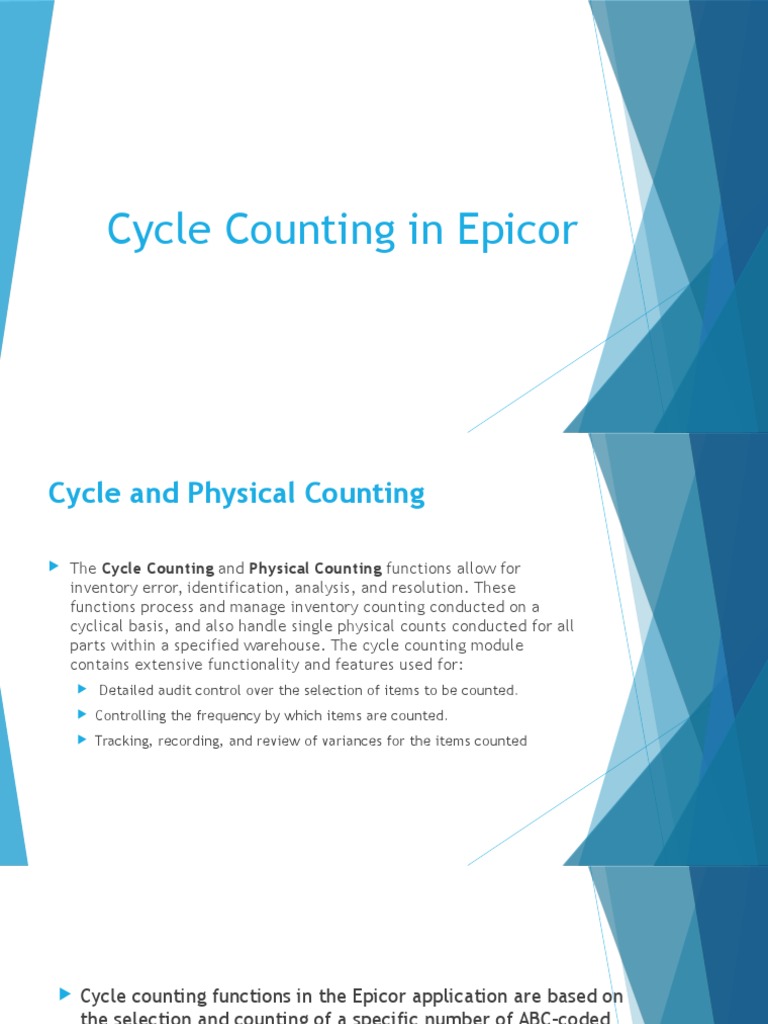 Cycle Counting Methods in Epicor | PDF | Inventory | Computing And ...