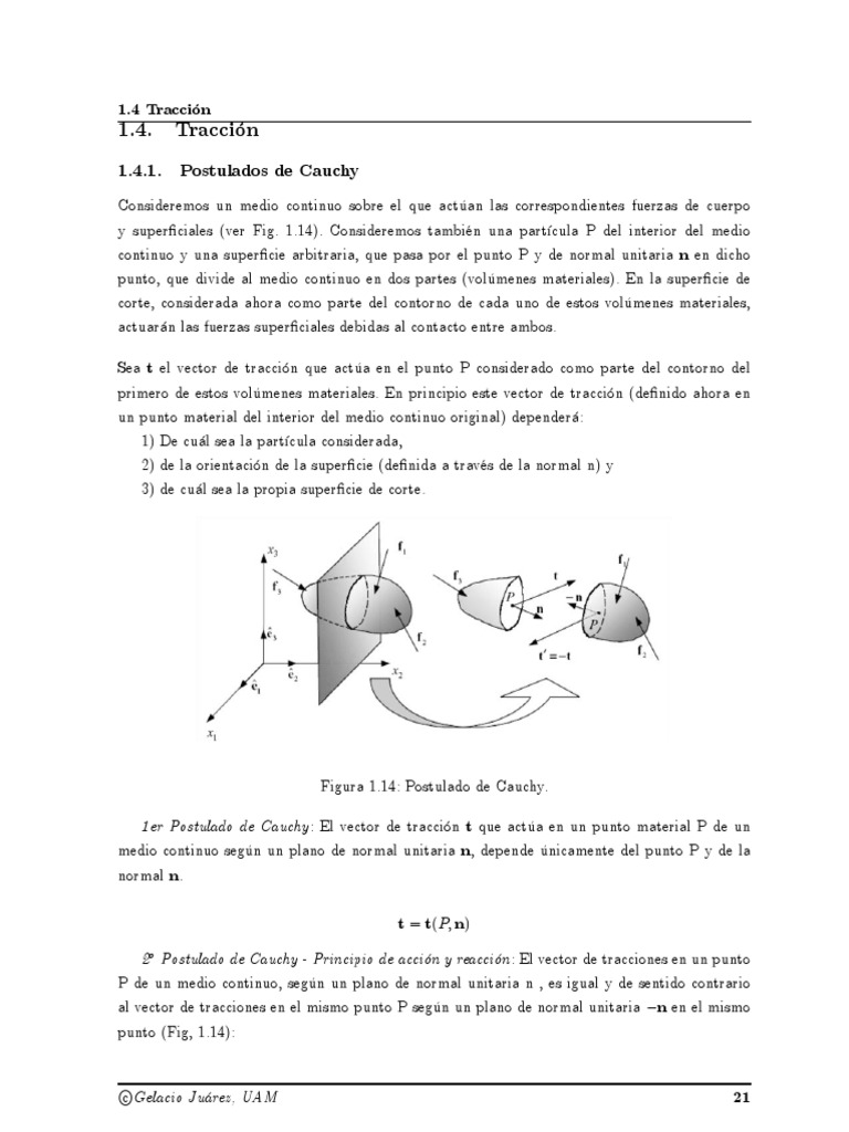 Postulados de Cauchy y Tracción en Medios Continuos | PDF | Vector ...