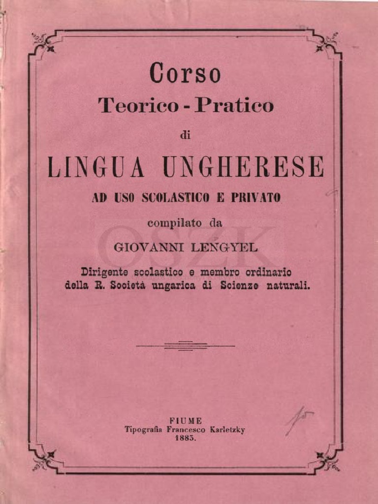 Corso TeoricoPratico Di Lingua Ungherese Ad Uso Scolastico e Privato PDF