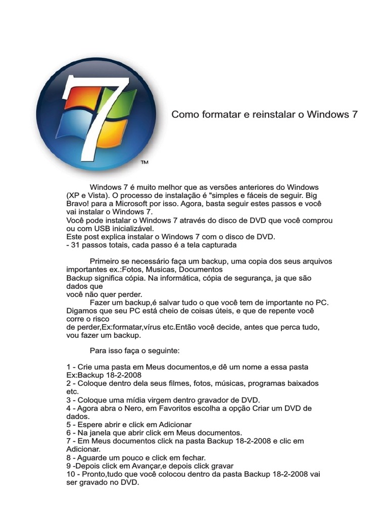 Instalar o Windows 71 | PDF