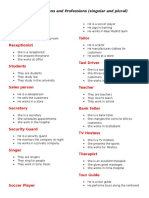 Jobs, Occupations and Professions (Singular and Plural)