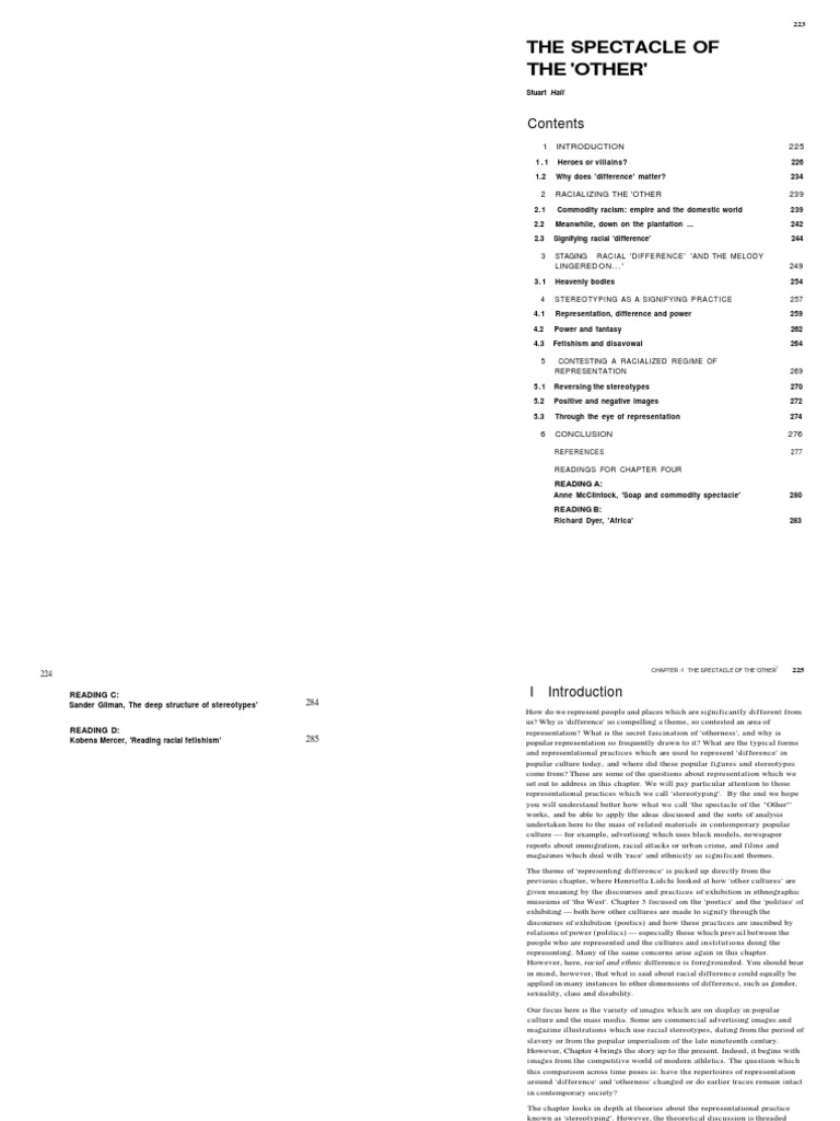 Hall The Spectacle of The Other PDF | PDF | Oedipus Complex | Jacques Lacan
