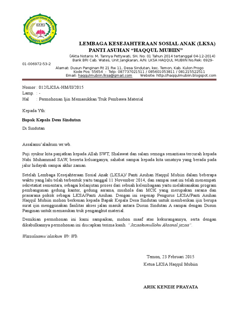Surat Permohonan Ijin Akses Jalan