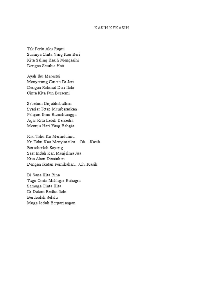 Lirik Lagu Pengantin Baru