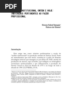 Analise Institucional Ontem e Hoje Indicaçoes Pertinentes Ao Fazer Profissional